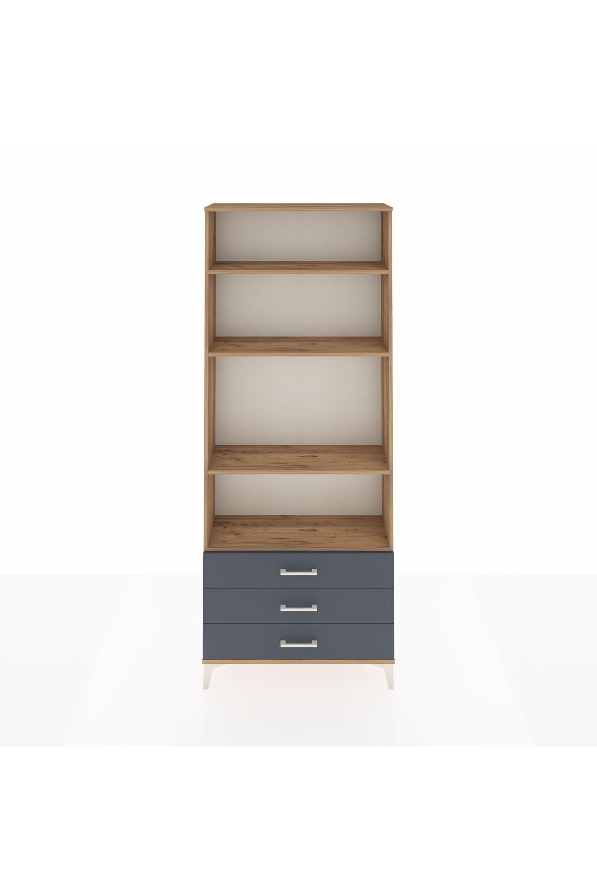 Arges Dolap 4 Raflı 3 Çekmeceli 88x30x221 Çam-Antrasit