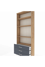 Arges Dolap 4 Raflı 3 Çekmeceli 88x30x221 Çam-Antrasit