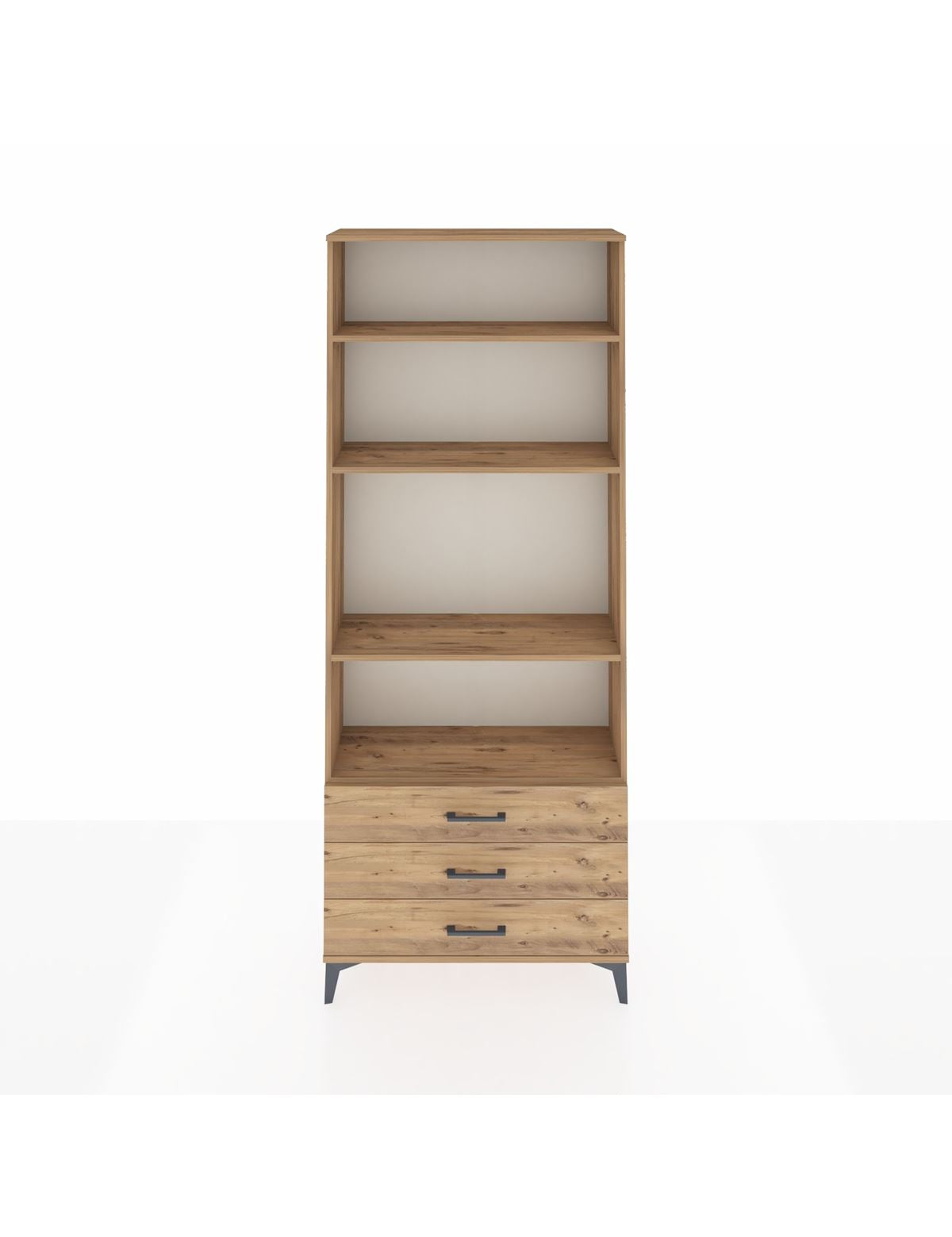 Arges Dolap 4 Raflı 3 Çekmeceli 88x30x221 Çam-Çam