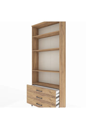 Arges Dolap 4 Raflı 3 Çekmeceli 88x30x221 Çam-Çam