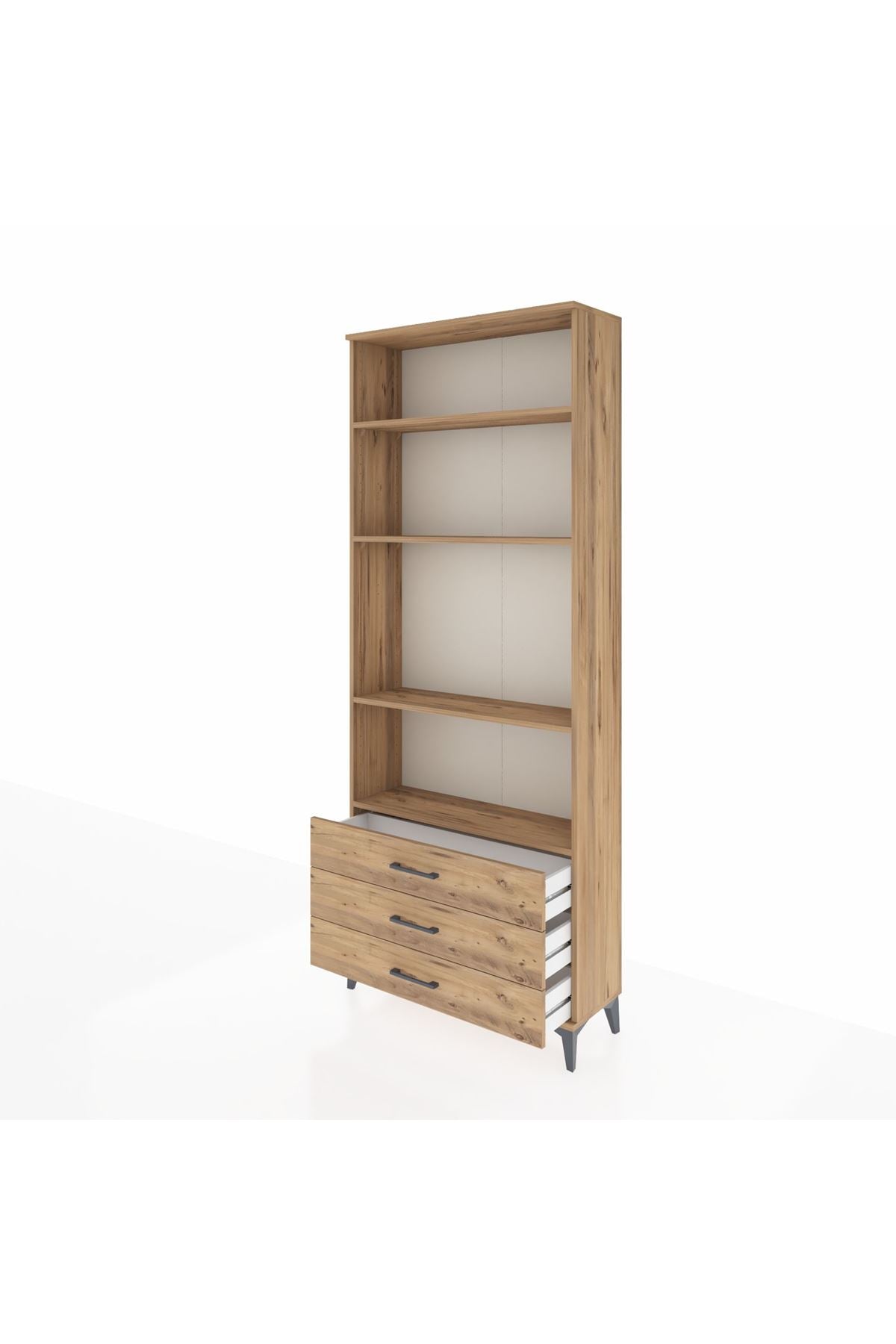 Arges Dolap 4 Raflı 3 Çekmeceli 88x30x221 Çam-Çam