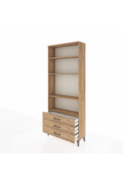 Arges Dolap 4 Raflı 3 Çekmeceli 88x30x221 Çam-Çam