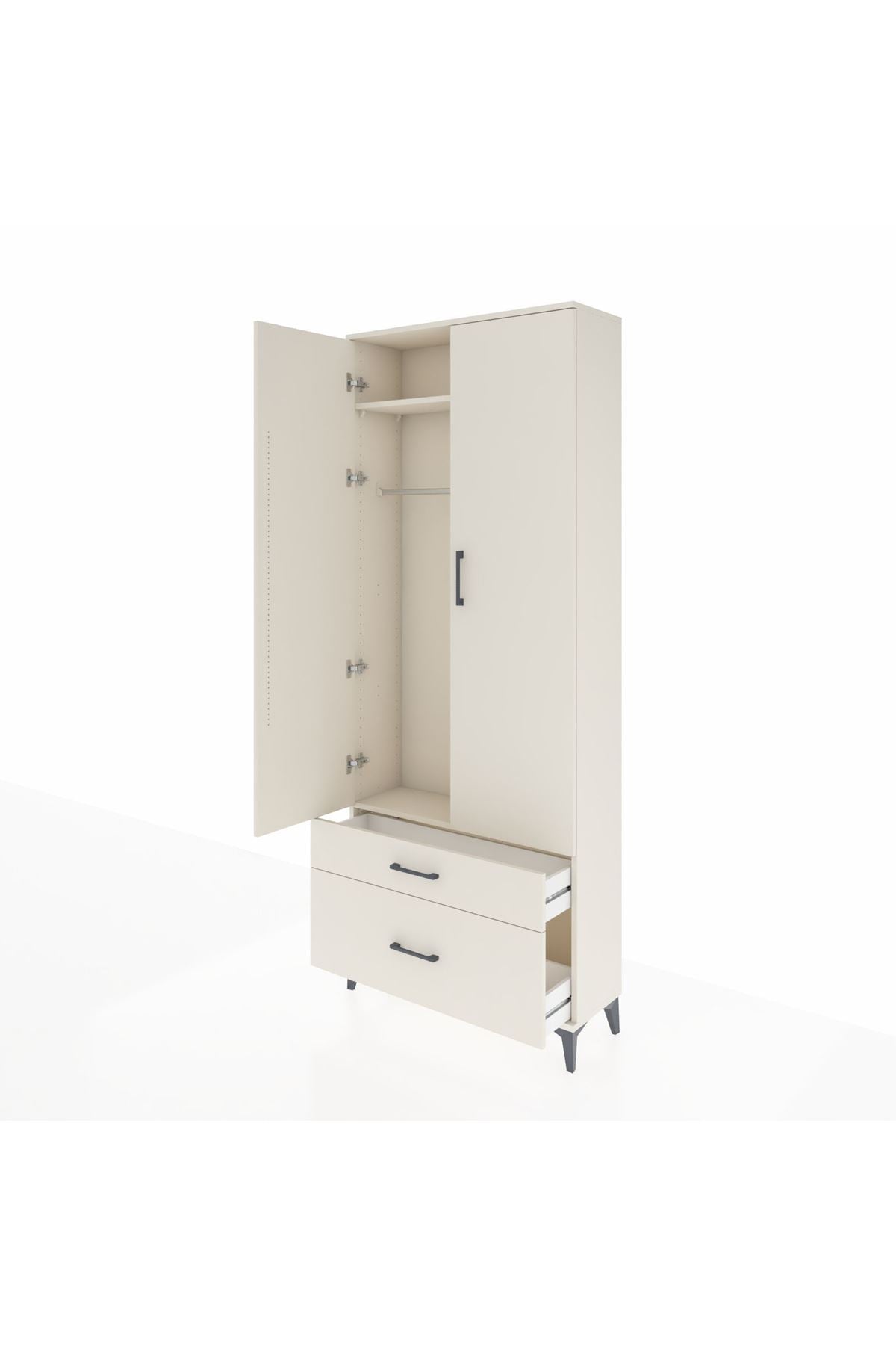 Arges Dolap 2 Raflı 2 Çekmeceli Tek Askılı 88x30x221 Aytaşı-Aytaşı