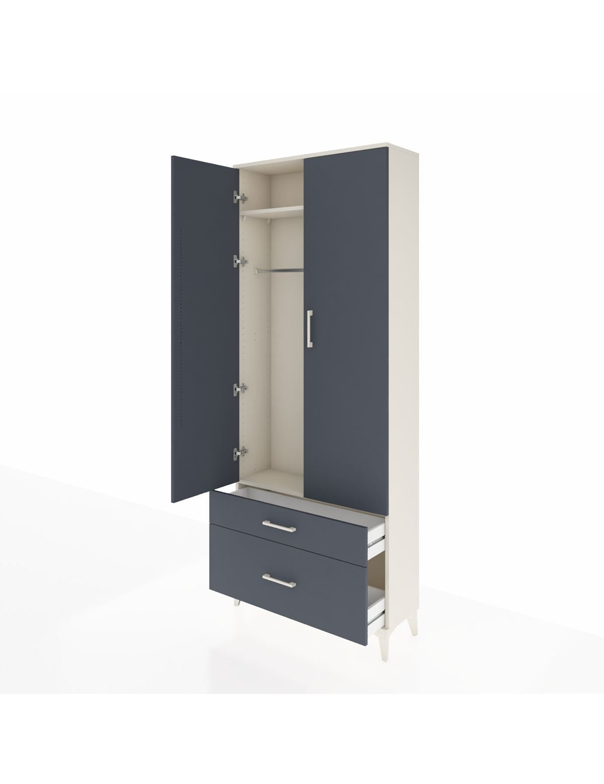 Arges Dolap 2 Raflı 2 Çekmeceli Tek Askılı 88x30x221 - S30M022V2A