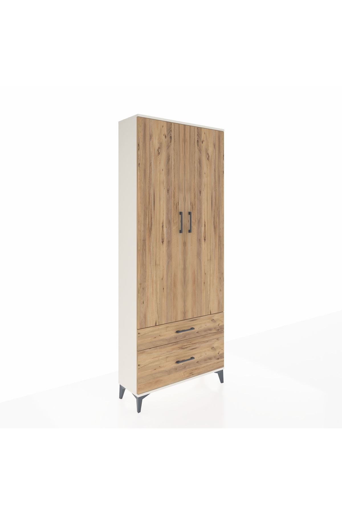 Arges Dolap 2 Raflı 2 Çekmeceli Tek Askılı 88x30x221 Aytaşı-Çam