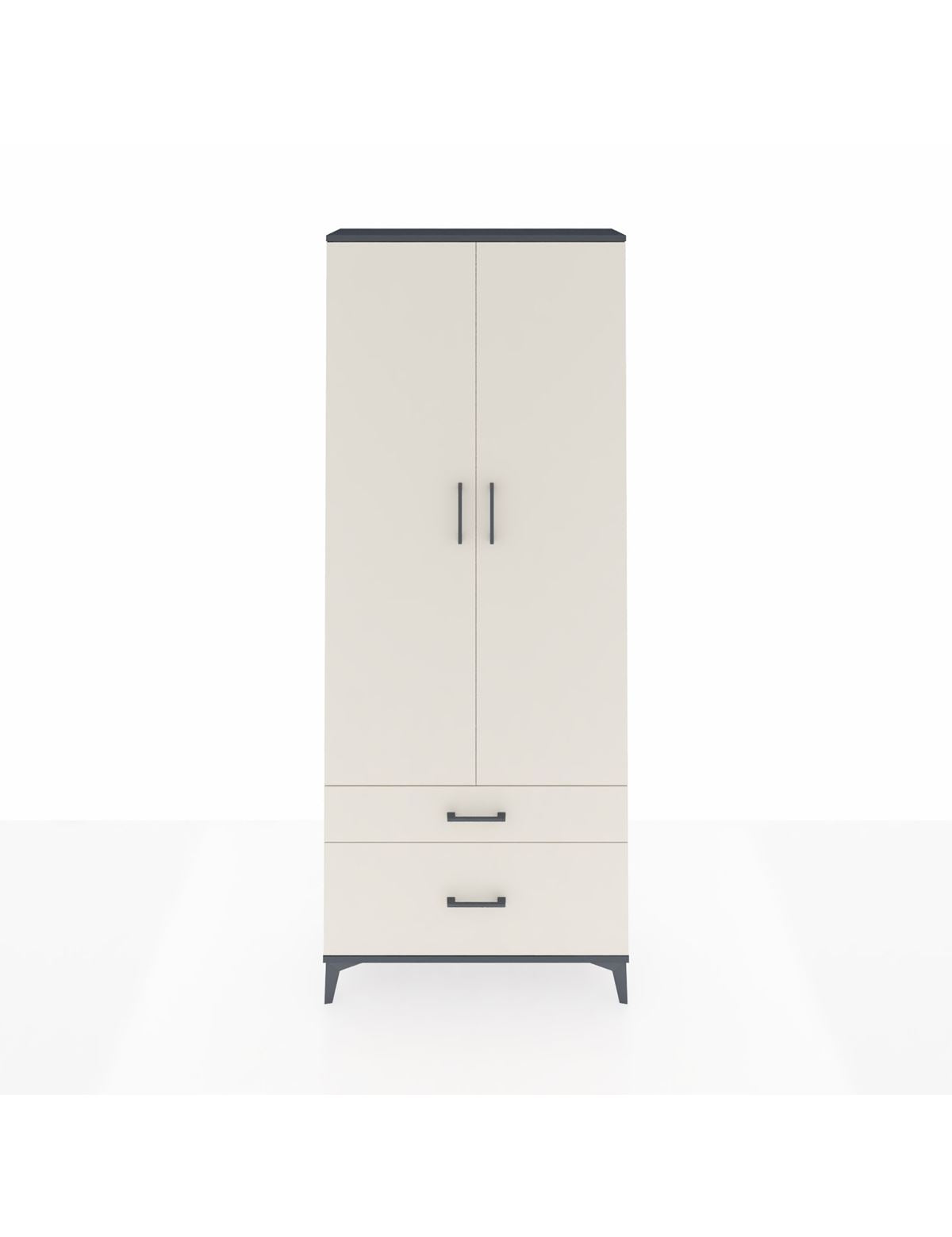 Arges Dolap 2 Raflı 2 Çekmeceli Tek Askılı 88x30x221 Antrasit-Aytaşı