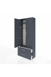 Arges Dolap 2 Raflı 2 Çekmeceli Tek Askılı 88x30x221 Antrasit-Antrasit