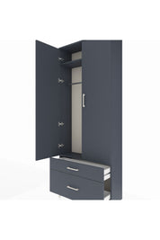 Arges Dolap 2 Raflı 2 Çekmeceli Tek Askılı 88x30x221 Antrasit-Antrasit