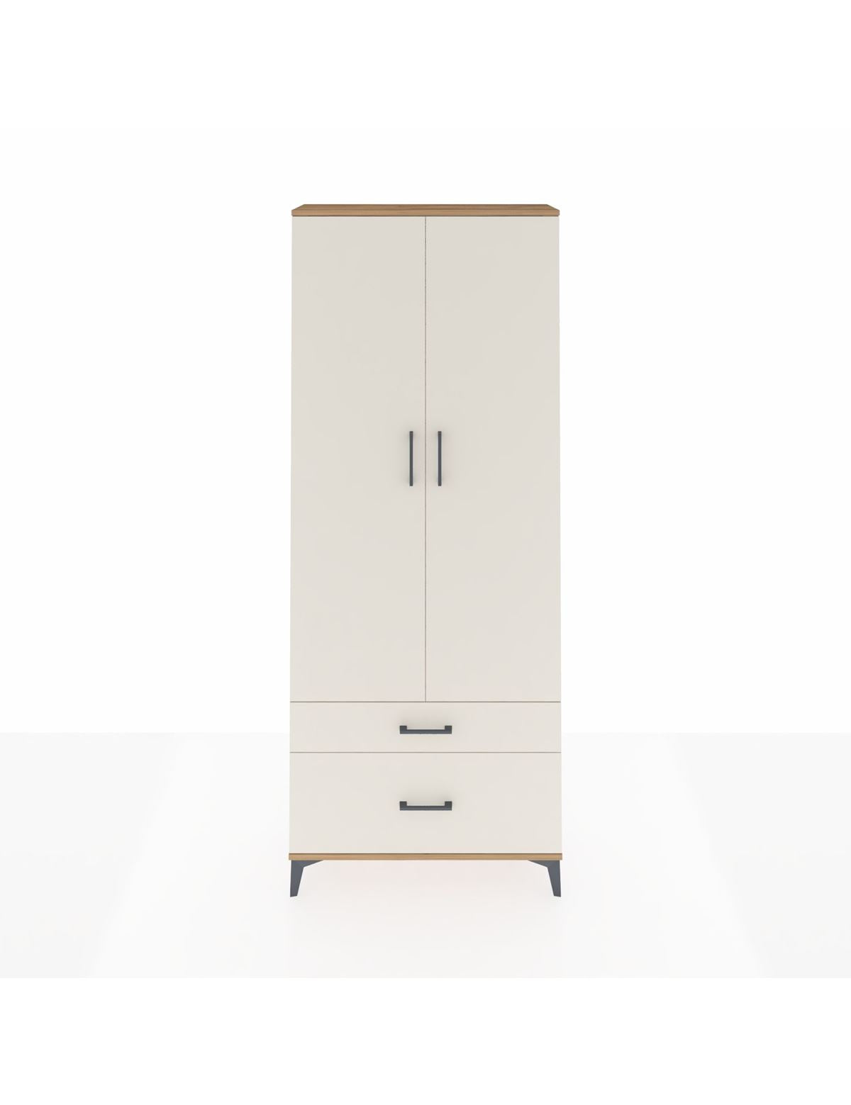 Arges Dolap 2 Raflı 2 Çekmeceli Tek Askılı 88x30x221 Çam-Aytaşı