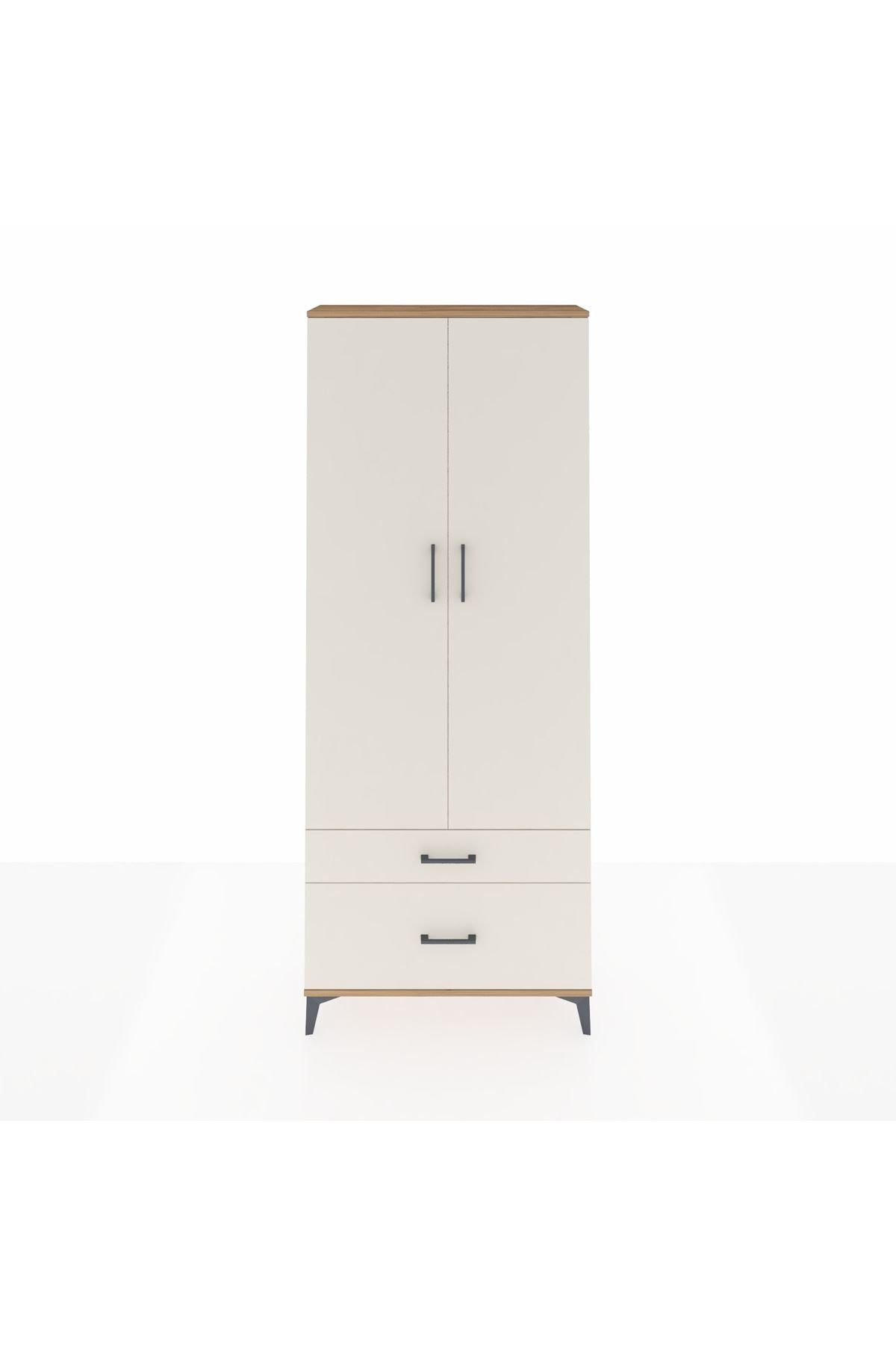 Arges Dolap 2 Raflı 2 Çekmeceli Tek Askılı 88x30x221 Çam-Aytaşı