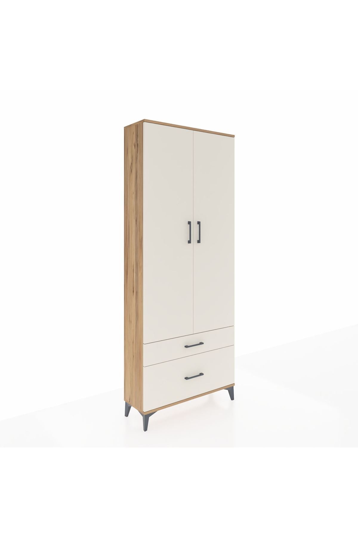 Arges Dolap 2 Raflı 2 Çekmeceli Tek Askılı 88x30x221 Çam-Aytaşı