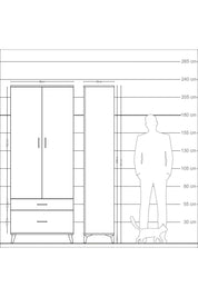 Arges Dolap 2 Raflı 2 Çekmeceli Tek Askılı 88x30x221 Çam-Aytaşı