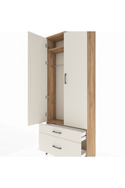 Arges Dolap 2 Raflı 2 Çekmeceli Tek Askılı 88x30x221 Çam-Aytaşı