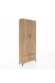 Arges Dolap 2 Raflı 2 Çekmeceli Tek Askılı 88x30x221 Çam-Çam