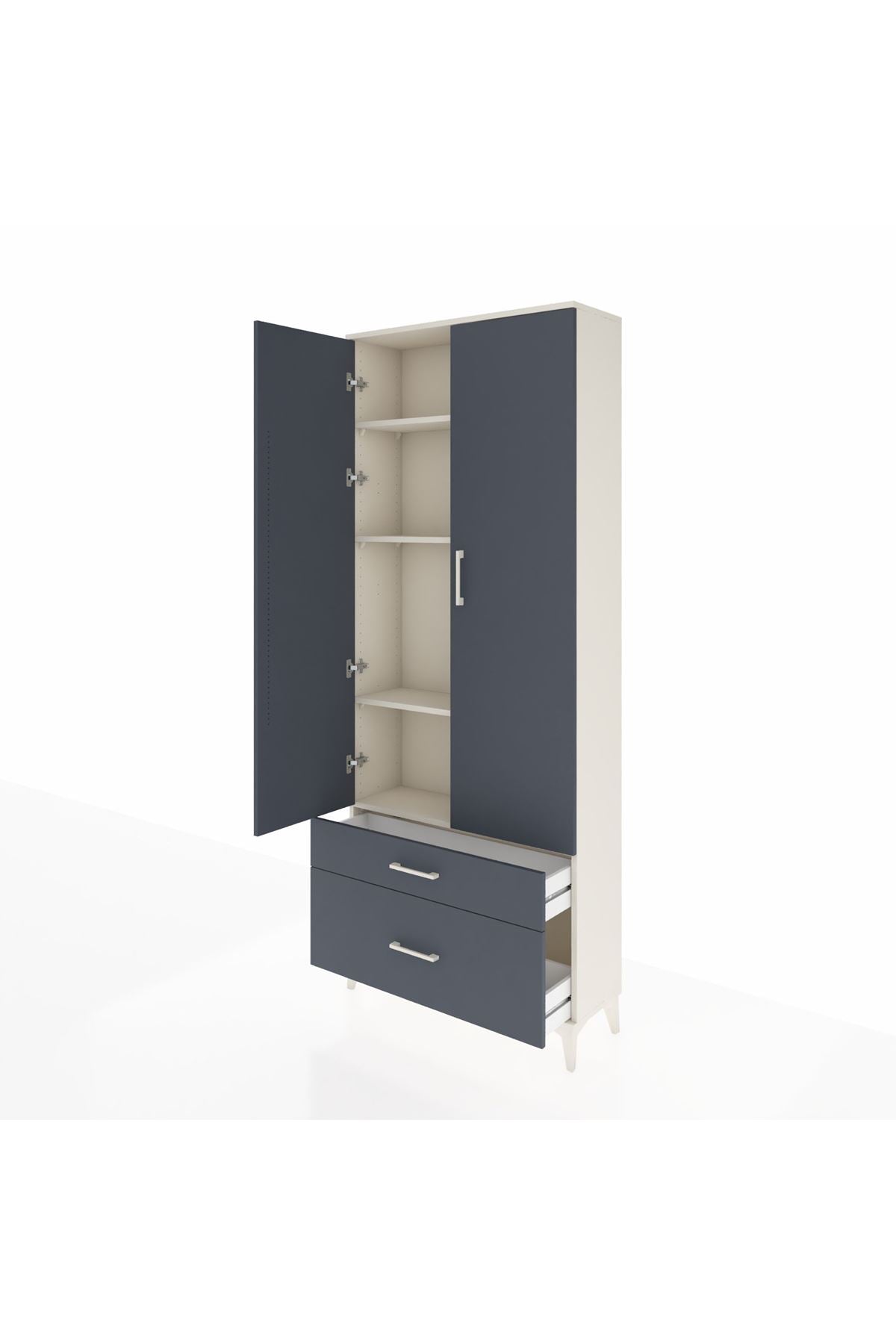 Arges Dolap 4 Raflı 2 Çekmeceli 2 Kapaklı 88x30x221 Aytaşı-Antrasit