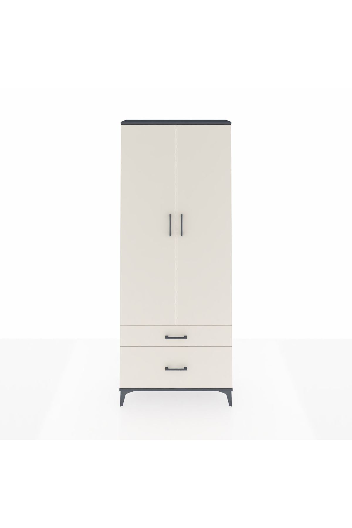 Arges Dolap 4 Raflı 2 Çekmeceli 2 Kapaklı 88x30x221 Antrasit-Aytaşı