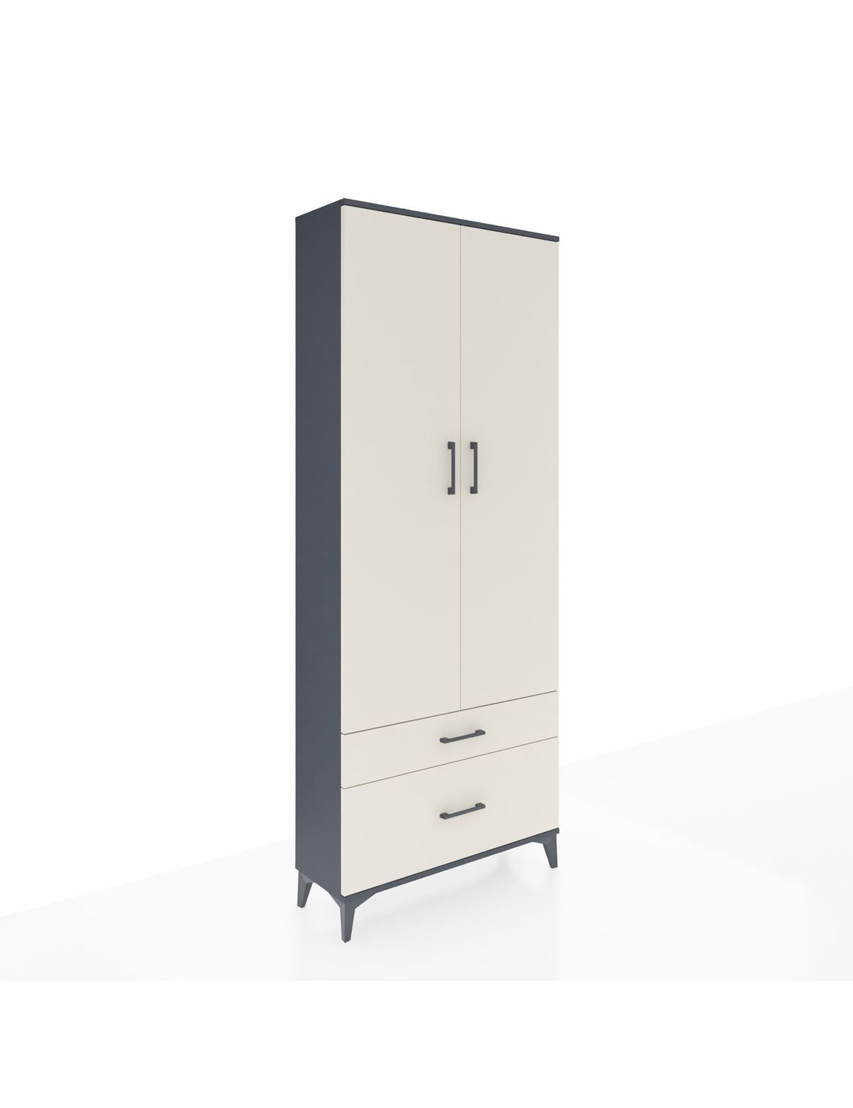 Arges Dolap 4 Raflı 2 Çekmeceli 2 Kapaklı 88x30x221 Antrasit-Aytaşı