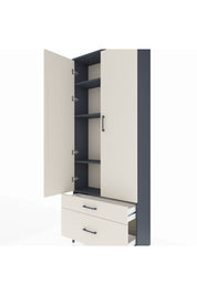 Arges Dolap 4 Raflı 2 Çekmeceli 2 Kapaklı 88x30x221 Antrasit-Aytaşı