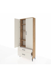 Arges Dolap 4 Raflı 2 Çekmeceli 2 Kapaklı 88x30x221 Çam-Aytaşı