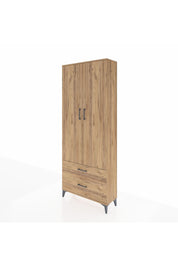 Arges Dolap 4 Raflı 2 Çekmeceli 2 Kapaklı 88x30x221 Çam-Çam