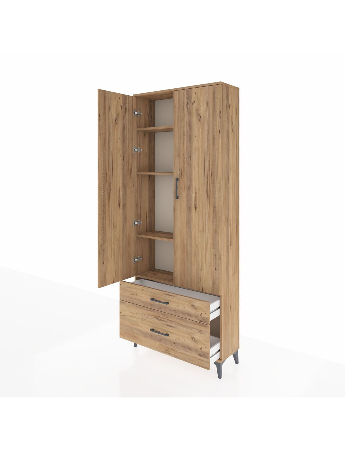 Arges Dolap 4 Raflı 2 Çekmeceli 2 Kapaklı 88x30x221 - S30M023V9A