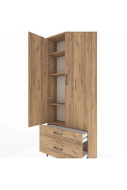Arges Dolap 4 Raflı 2 Çekmeceli 2 Kapaklı 88x30x221 Çam-Çam