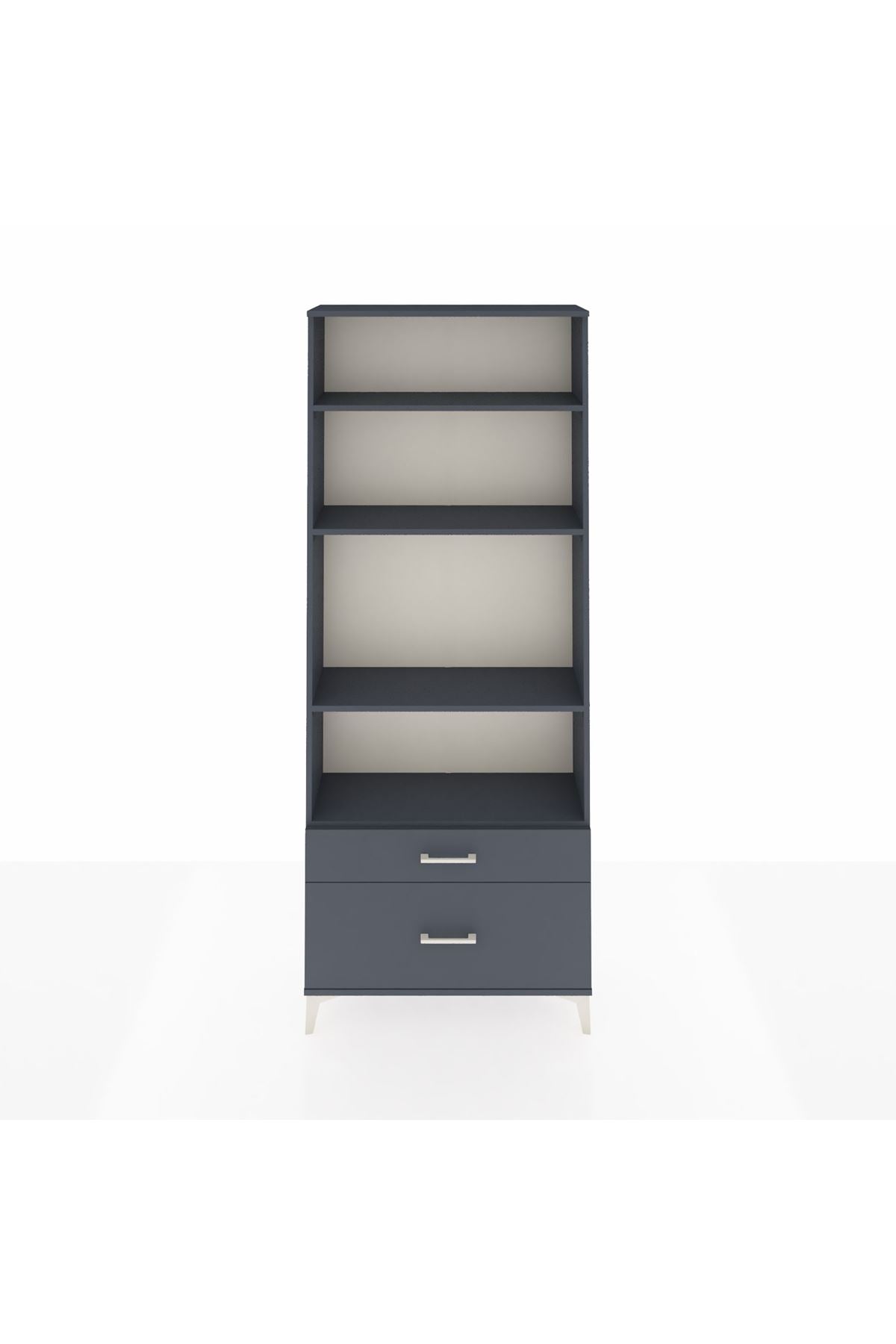 Arges Dolap 4 Raflı 2 Çekmeceli 88x30x221 Antrasit-Antrasit