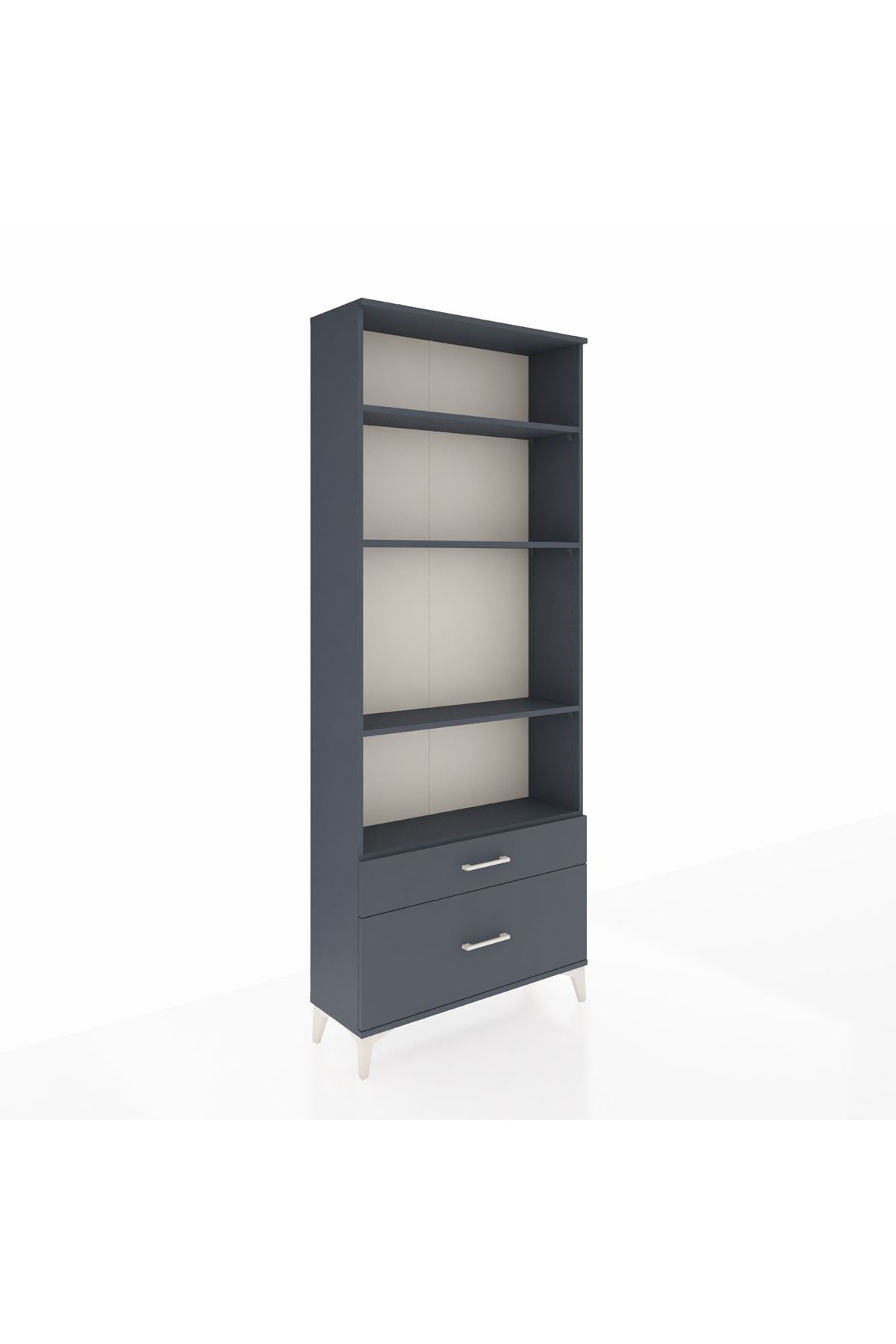 Arges Dolap 4 Raflı 2 Çekmeceli 88x30x221 Antrasit-Antrasit