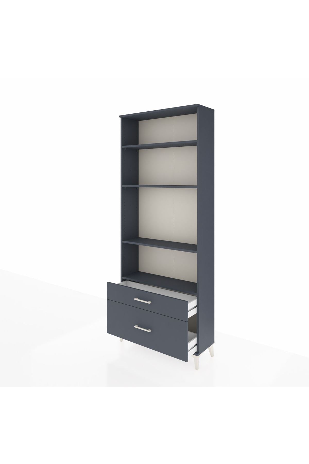 Arges Dolap 4 Raflı 2 Çekmeceli 88x30x221 Antrasit-Antrasit