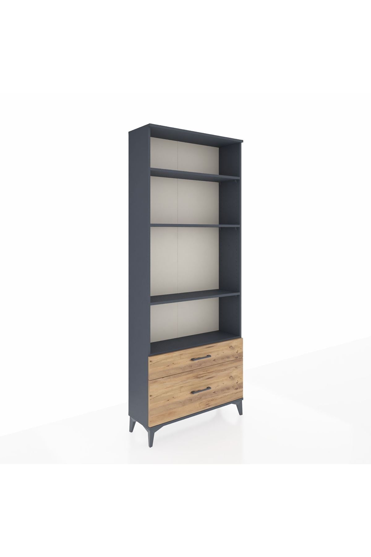 Arges Dolap 4 Raflı 2 Çekmeceli 88x30x221 Antrasit-Çam