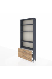 Arges Dolap 4 Raflı 2 Çekmeceli 88x30x221 Antrasit-Çam