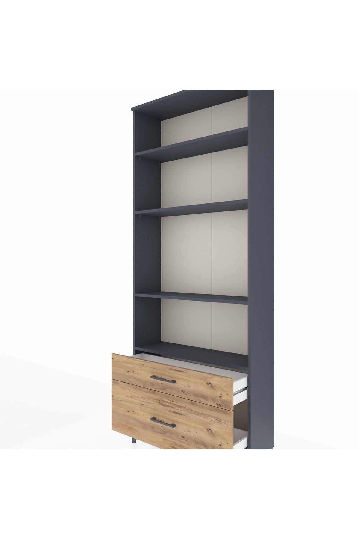 Arges Dolap 4 Raflı 2 Çekmeceli 88x30x221 Antrasit-Çam