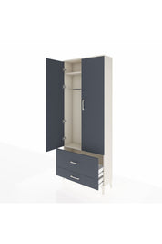 Arges Dolap 2 Raflı 2 Çekmeceli Tek Askılı 88x30x221 Aytaşı-Antrasit