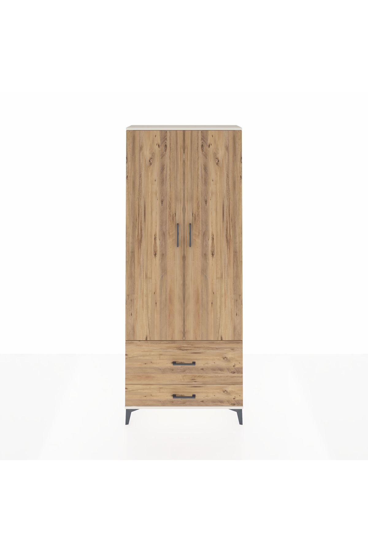 Arges Dolap 2 Raflı 2 Çekmeceli Tek Askılı 88x30x221 Aytaşı-Çam