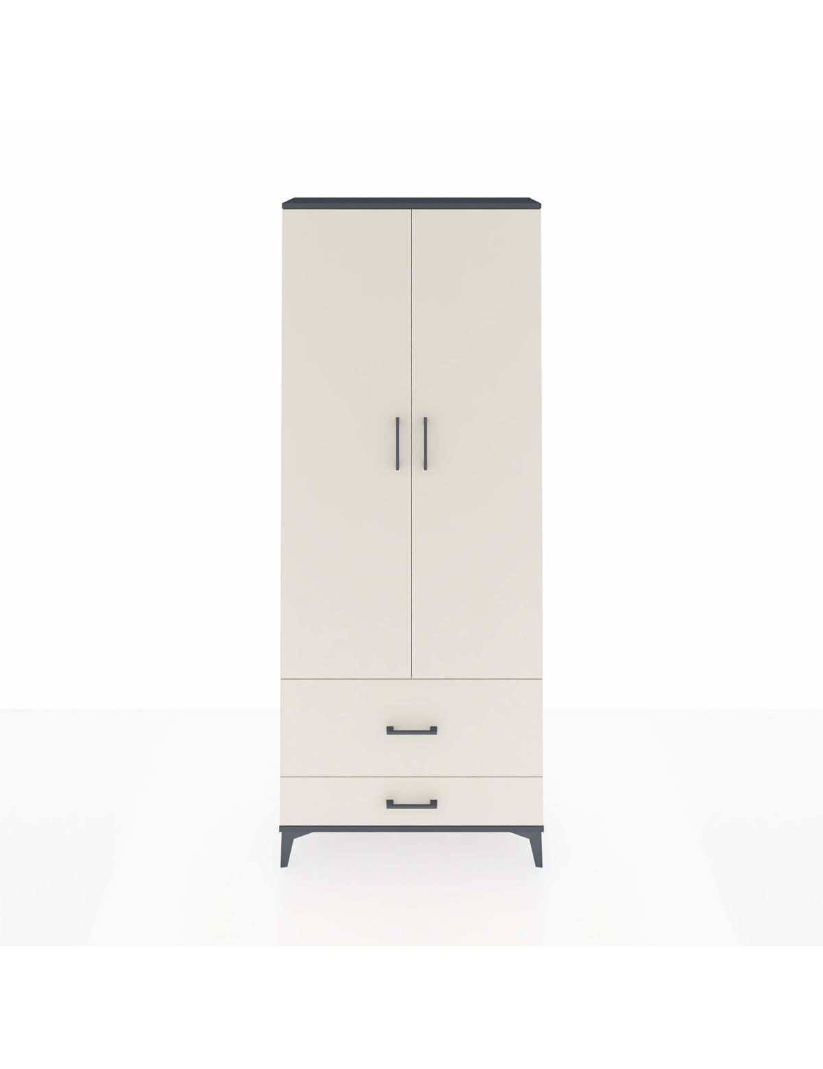 Arges Dolap 2 Raflı 2 Çekmeceli Tek Askılı 88x30x221 Antrasit-Aytaşı