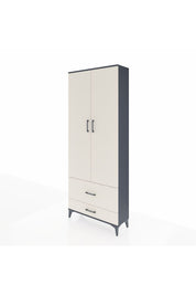 Arges Dolap 2 Raflı 2 Çekmeceli Tek Askılı 88x30x221 Antrasit-Aytaşı