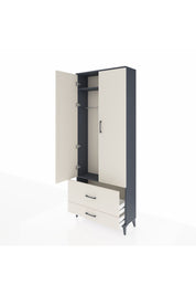 Arges Dolap 2 Raflı 2 Çekmeceli Tek Askılı 88x30x221 Antrasit-Aytaşı