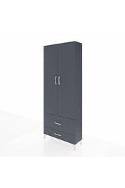 Arges Dolap 2 Raflı 2 Çekmeceli Tek Askılı 88x30x221 Antrasit-Antrasit