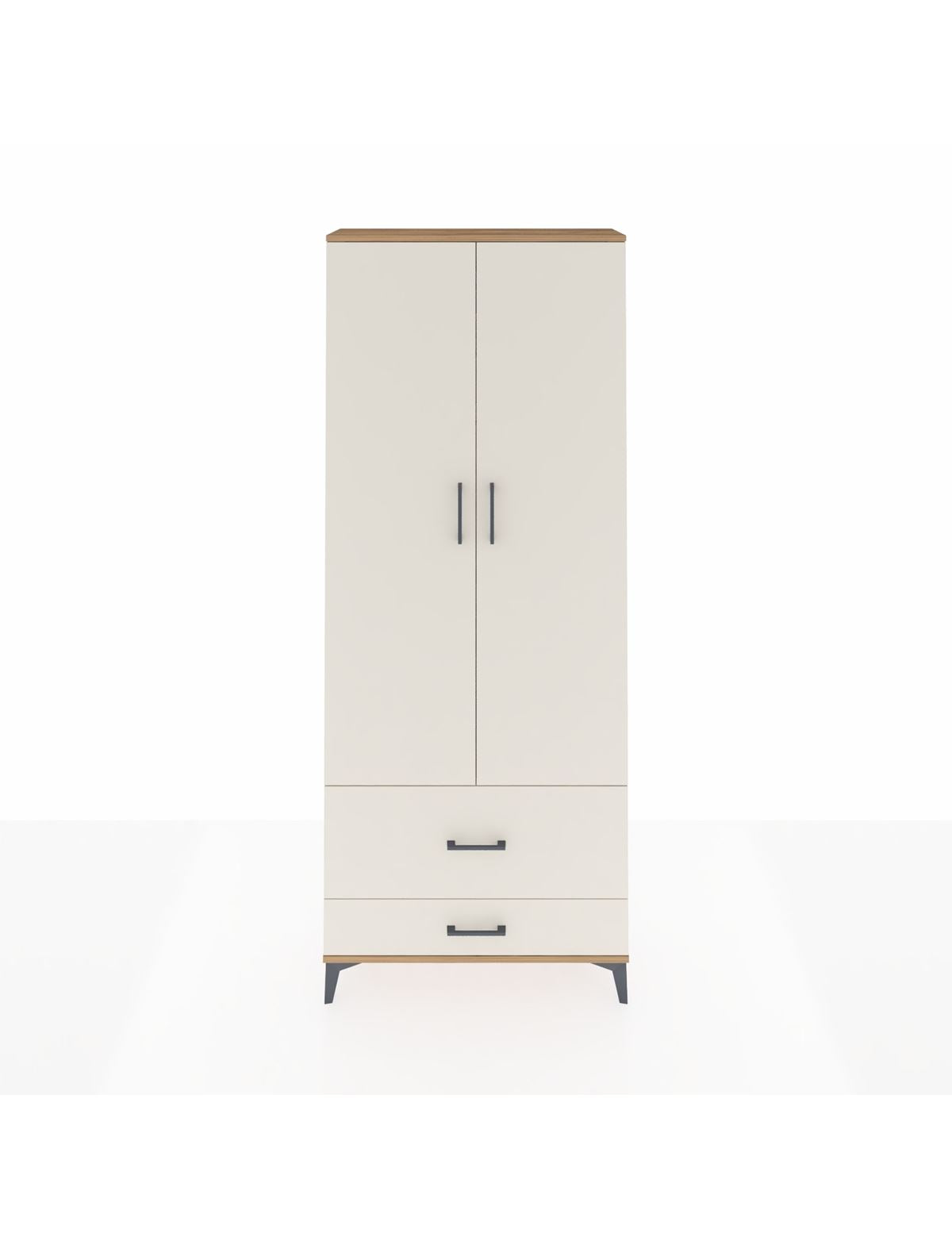 Arges Dolap 2 Raflı 2 Çekmeceli Tek Askılı 88x30x221 Çam-Aytaşı