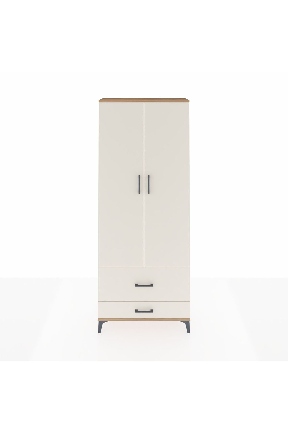 Arges Dolap 2 Raflı 2 Çekmeceli Tek Askılı 88x30x221 Çam-Aytaşı