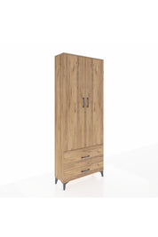 Arges Dolap 2 Raflı 2 Çekmeceli Tek Askılı 88x30x221 Çam-Çam