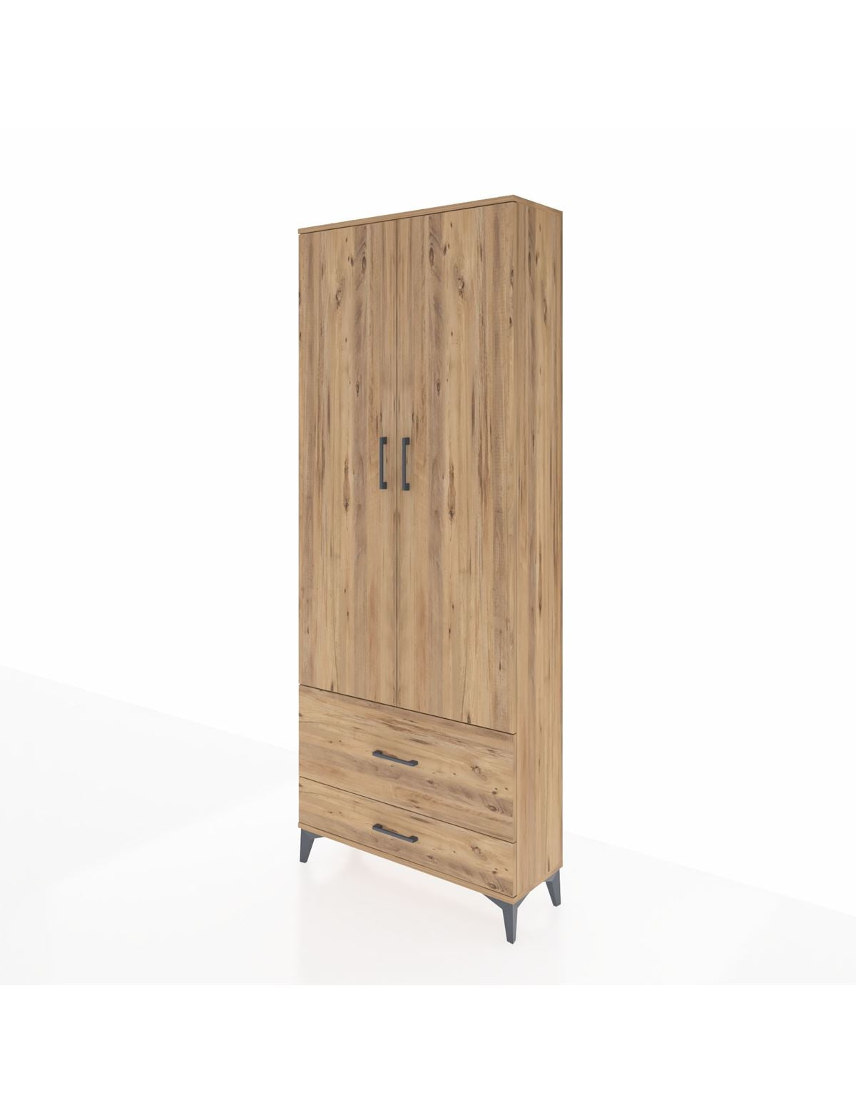 Arges Dolap 2 Raflı 2 Çekmeceli Tek Askılı 88x30x221 - S30M025V9A