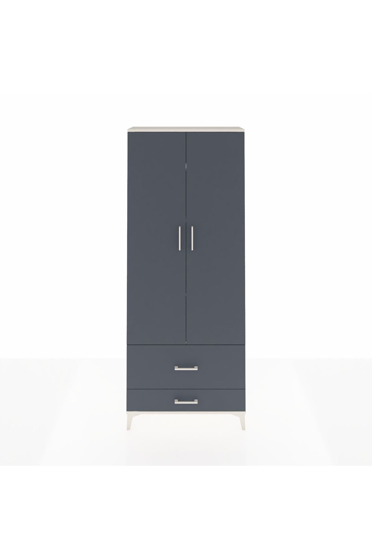 Arges Dolap 4 Raflı 2 Çekmeceli 2 Kapaklı 88x30x221 Aytaşı-Antrasit