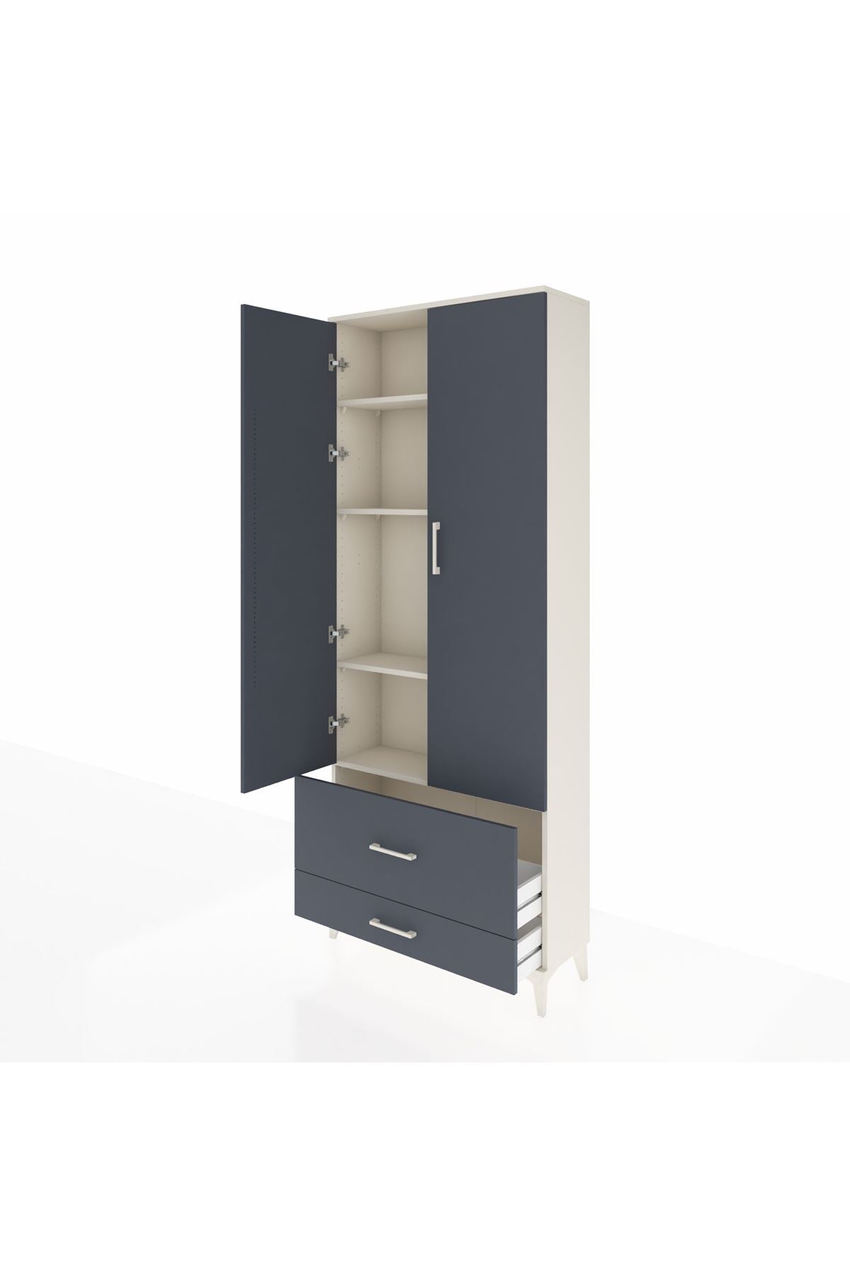 Arges Dolap 4 Raflı 2 Çekmeceli 2 Kapaklı 88x30x221 Aytaşı-Antrasit