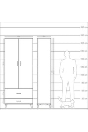 Arges Dolap 4 Raflı 2 Çekmeceli 2 Kapaklı 88x30x221 Aytaşı-Antrasit