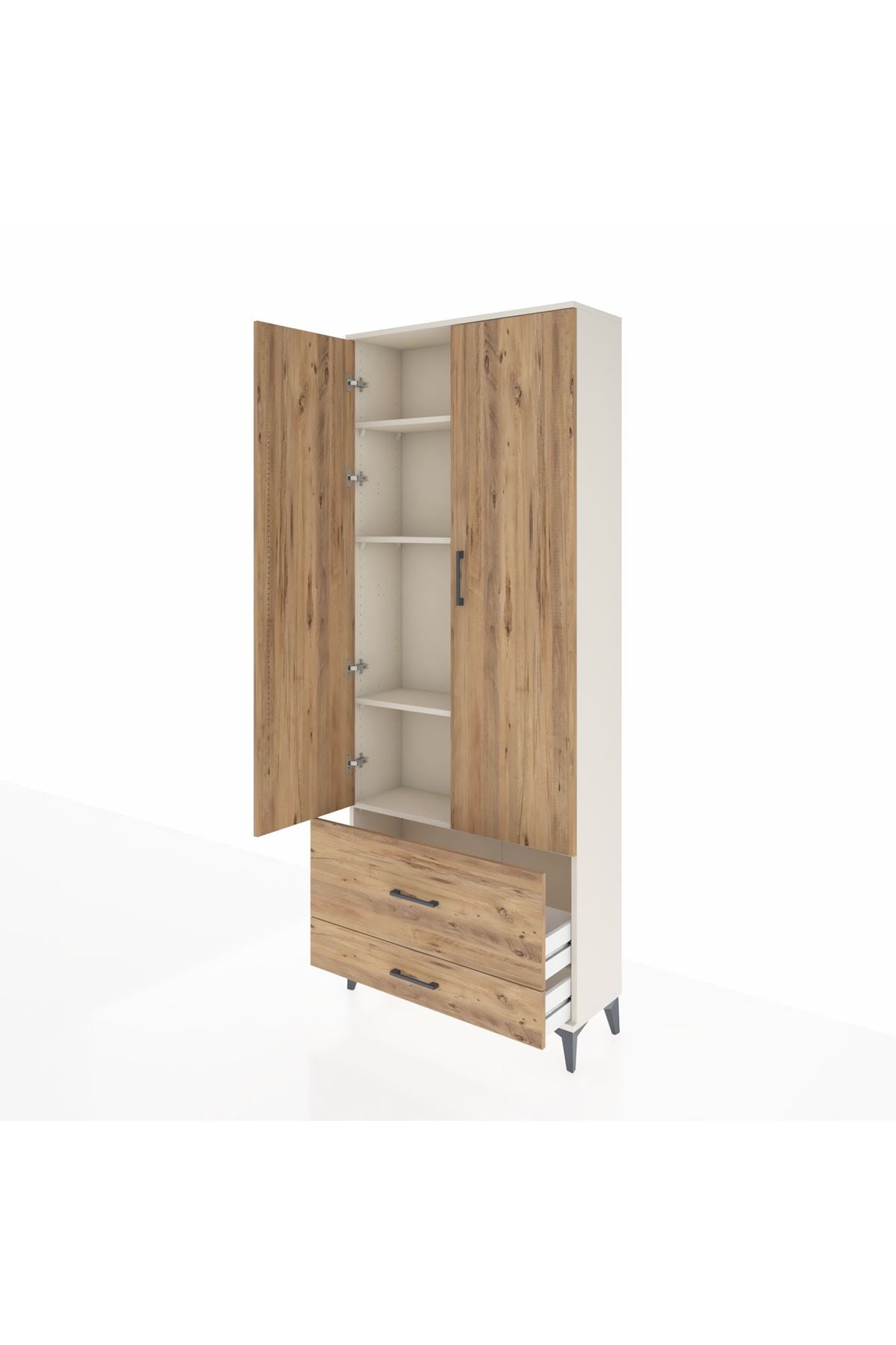 Arges Dolap 4 Raflı 2 Çekmeceli 2 Kapaklı 88x30x221 Aytaşı-Çam