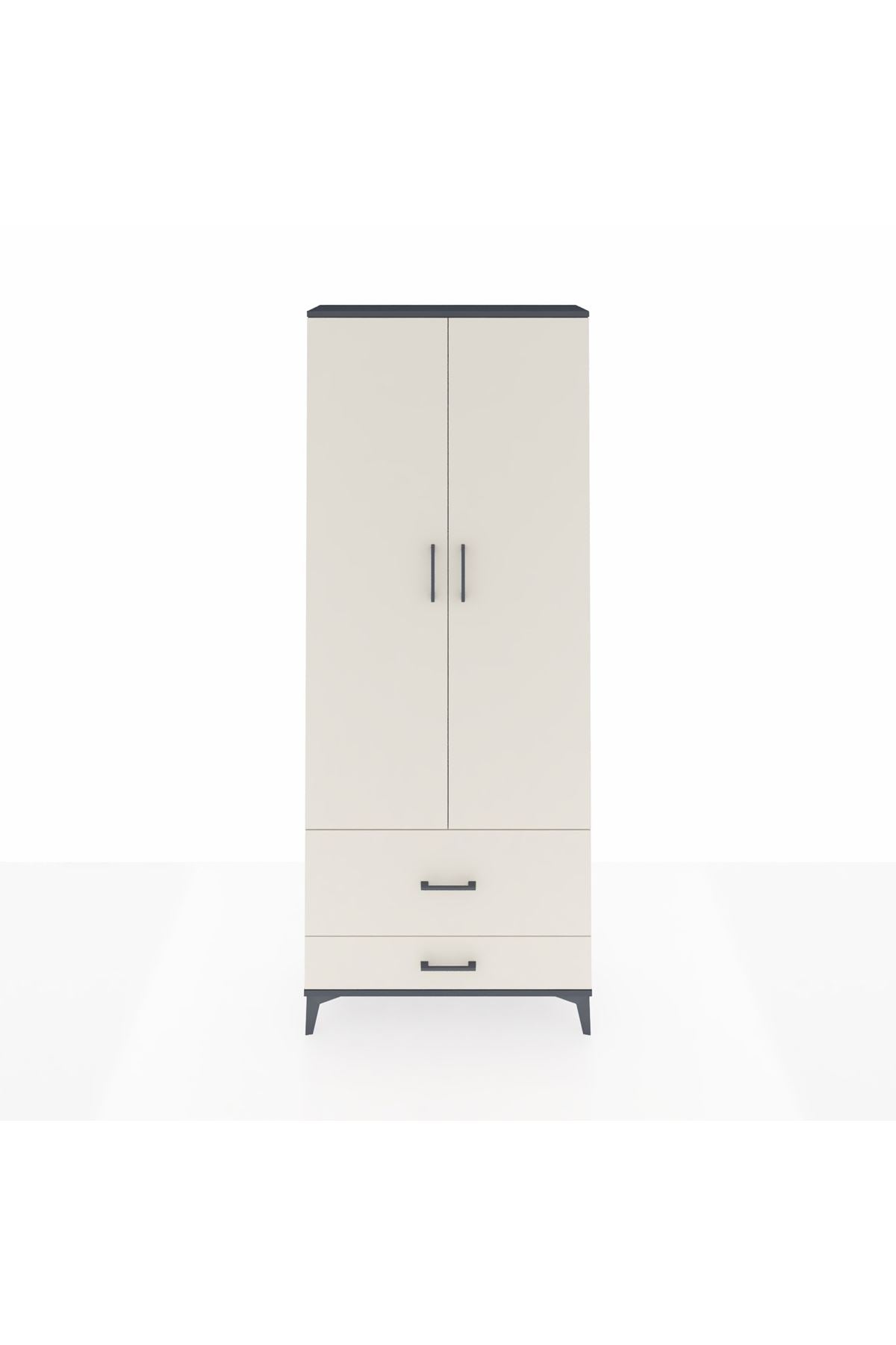 Arges Dolap 4 Raflı 2 Çekmeceli 2 Kapaklı 88x30x221 Antrasit-Aytaşı