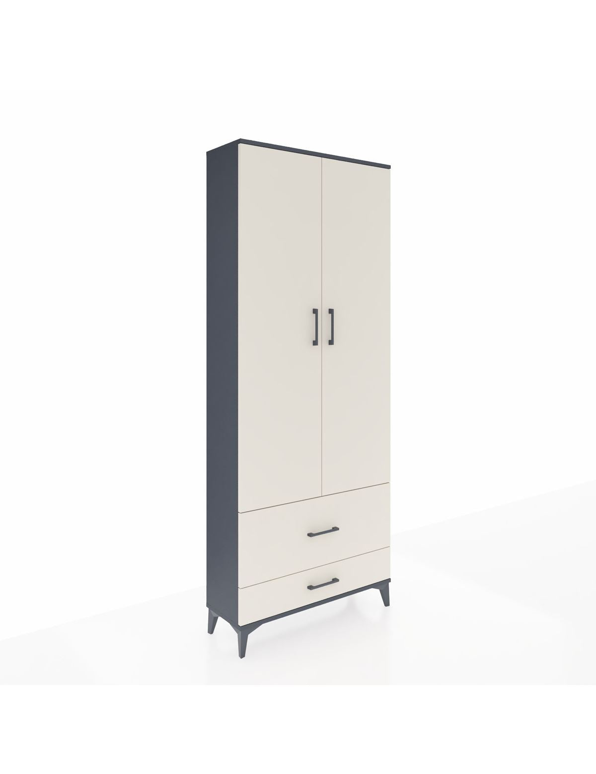 Arges Dolap 4 Raflı 2 Çekmeceli 2 Kapaklı 88x30x221 Antrasit-Aytaşı