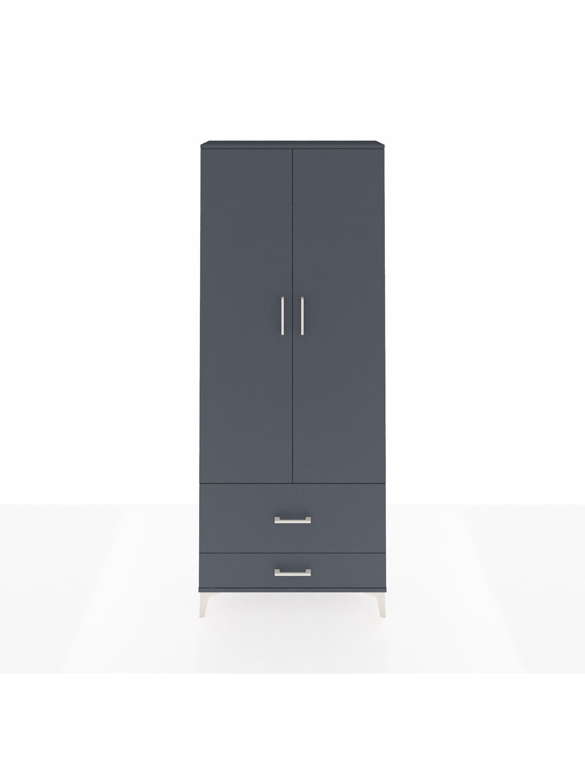 Arges Dolap 4 Raflı 2 Çekmeceli 2 Kapaklı 88x30x221 Antrasit-Antrasit