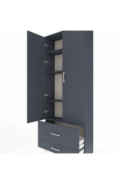 Arges Dolap 4 Raflı 2 Çekmeceli 2 Kapaklı 88x30x221 Antrasit-Antrasit